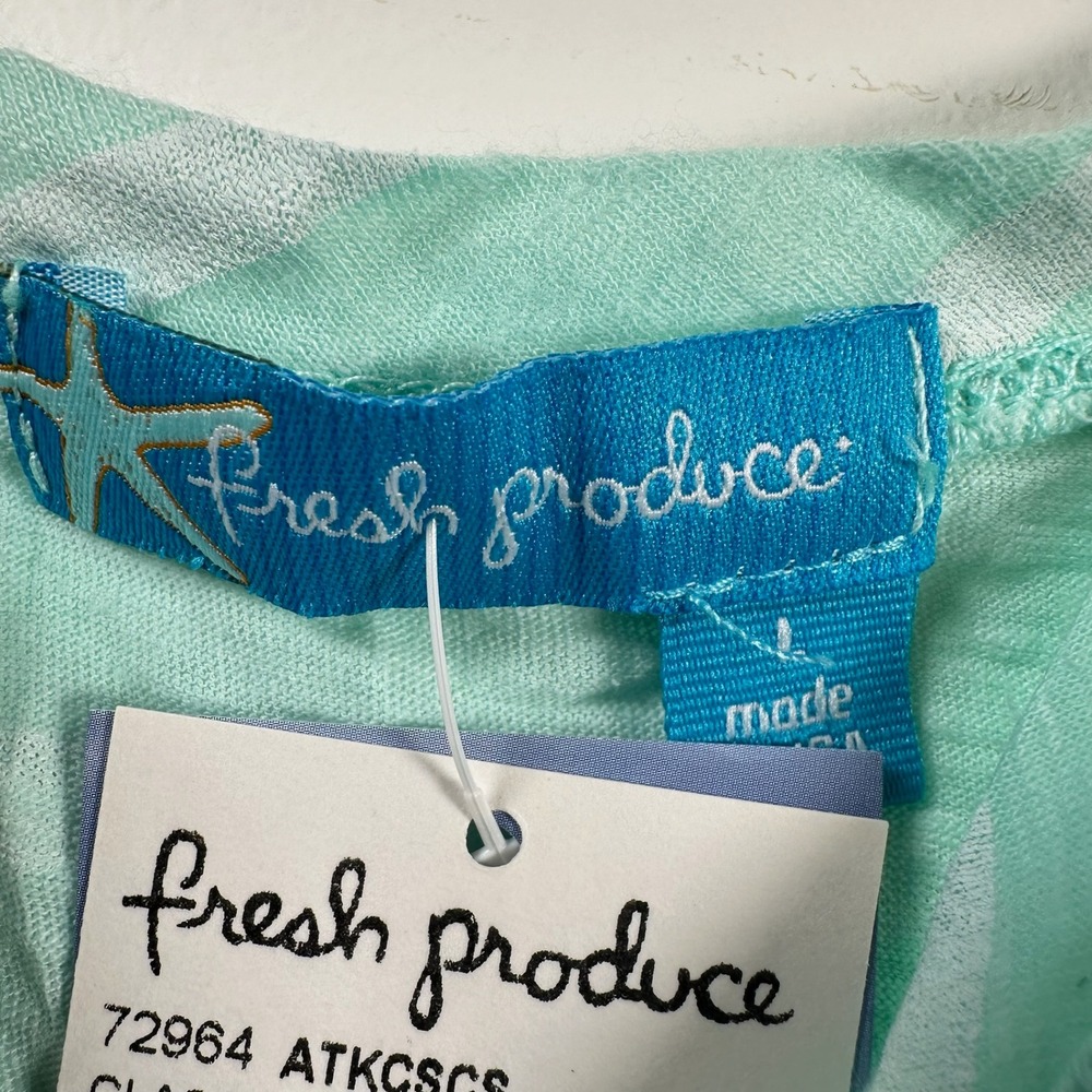 Fresh Produce Sanibel Classic Stripe Tank Top Mint Green White Cotton Large NWT - Picture 3 of 6